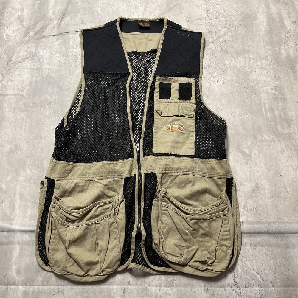 Fieldline Vest Men's M Beige Black Mesh Full Zip Padded Shooting Hunting